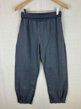LUXMII Linen Rolled Waist Barrel Pants Grey Size XS